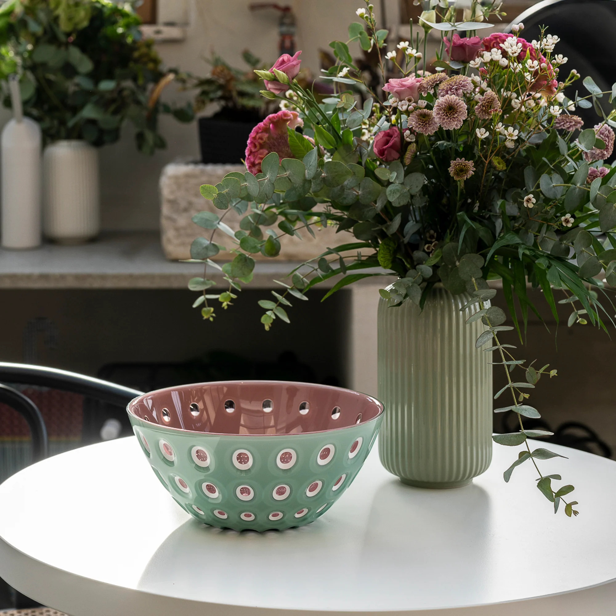 BOWL "LE MURRINE" Matcha green/White/Mauve - Image 3