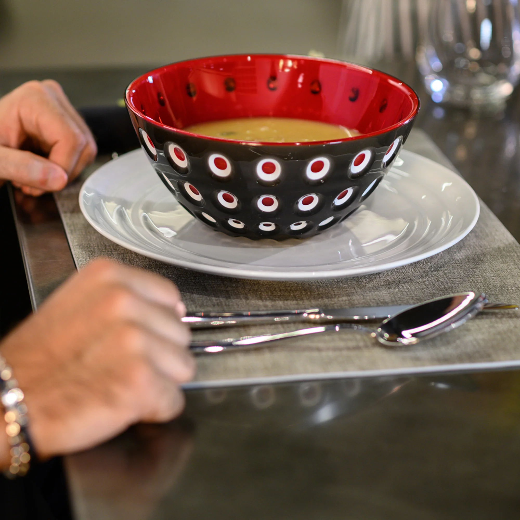 BOWL "LE MURRINE" Black/White/Transparent red - Image 5