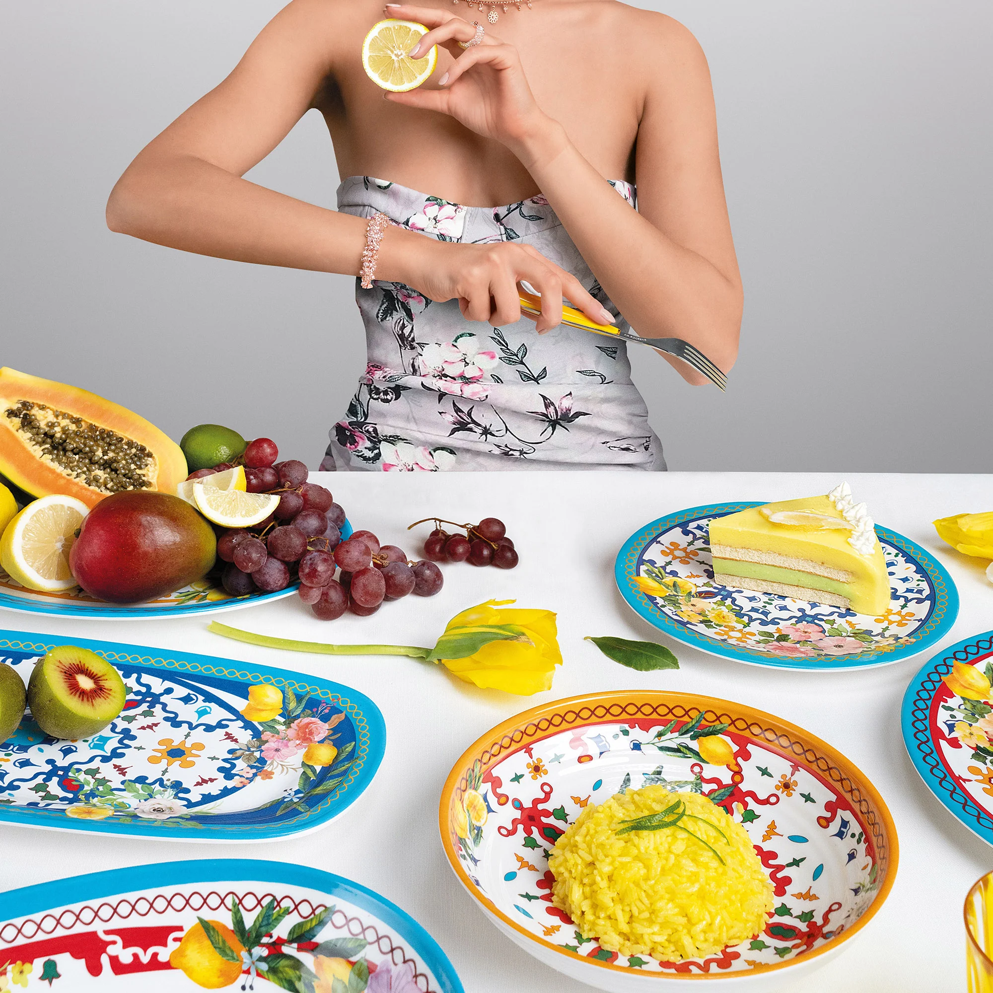 DINNER PLATE ''FLOWER&LEMON'' - Image 3