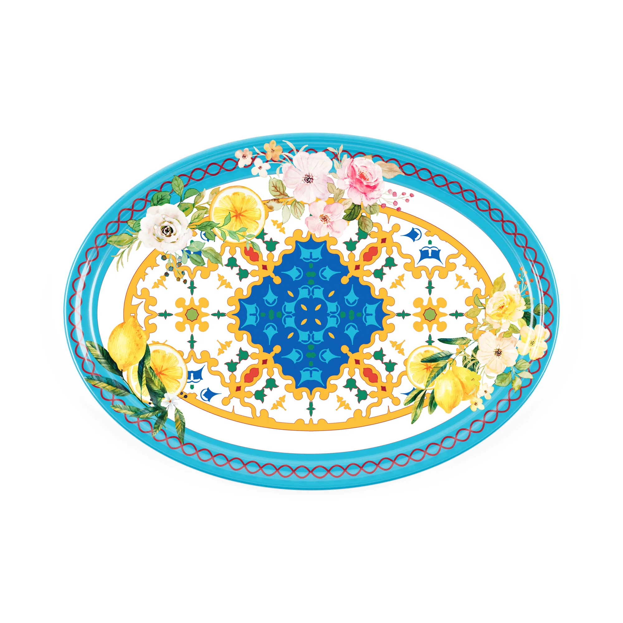 LARGE OVAL TRAY ''FLOWER&LEMON'' - Image 4