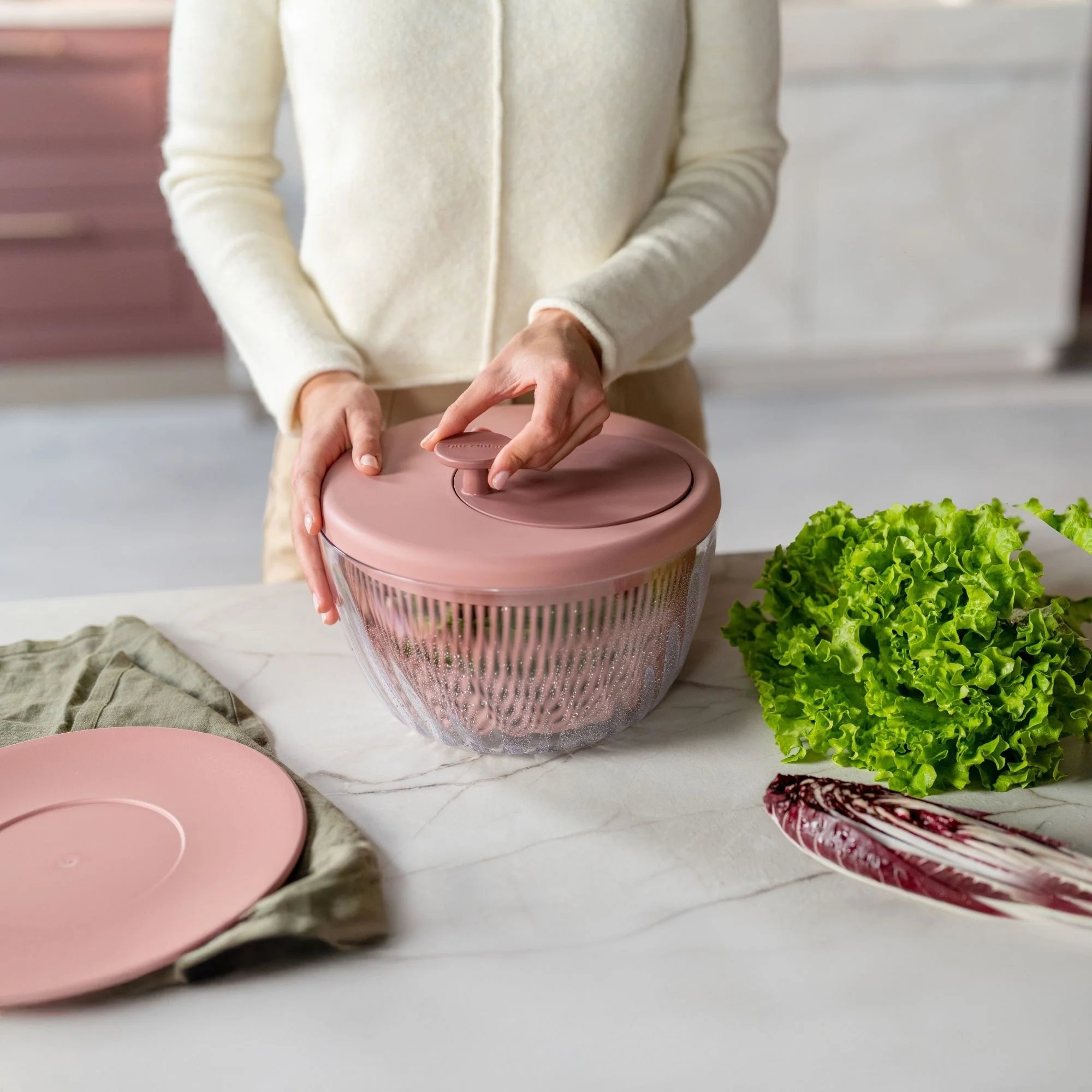 SALAD SPINNER WITH LID  Ø26CM 'SPIN&STORE' "PREPARATION" - Image 4