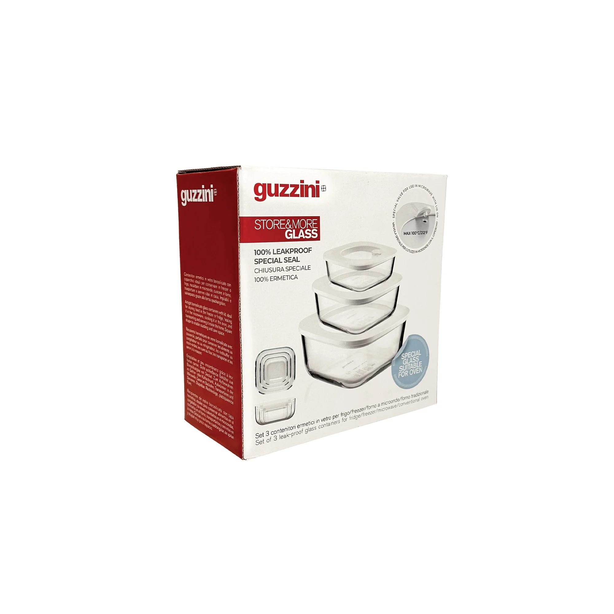 SET OF 3 LEAK-PROOF GLASS CONTAINERS 'STORE&MORE GLASS' "FOOD STORAGE" - Image 11