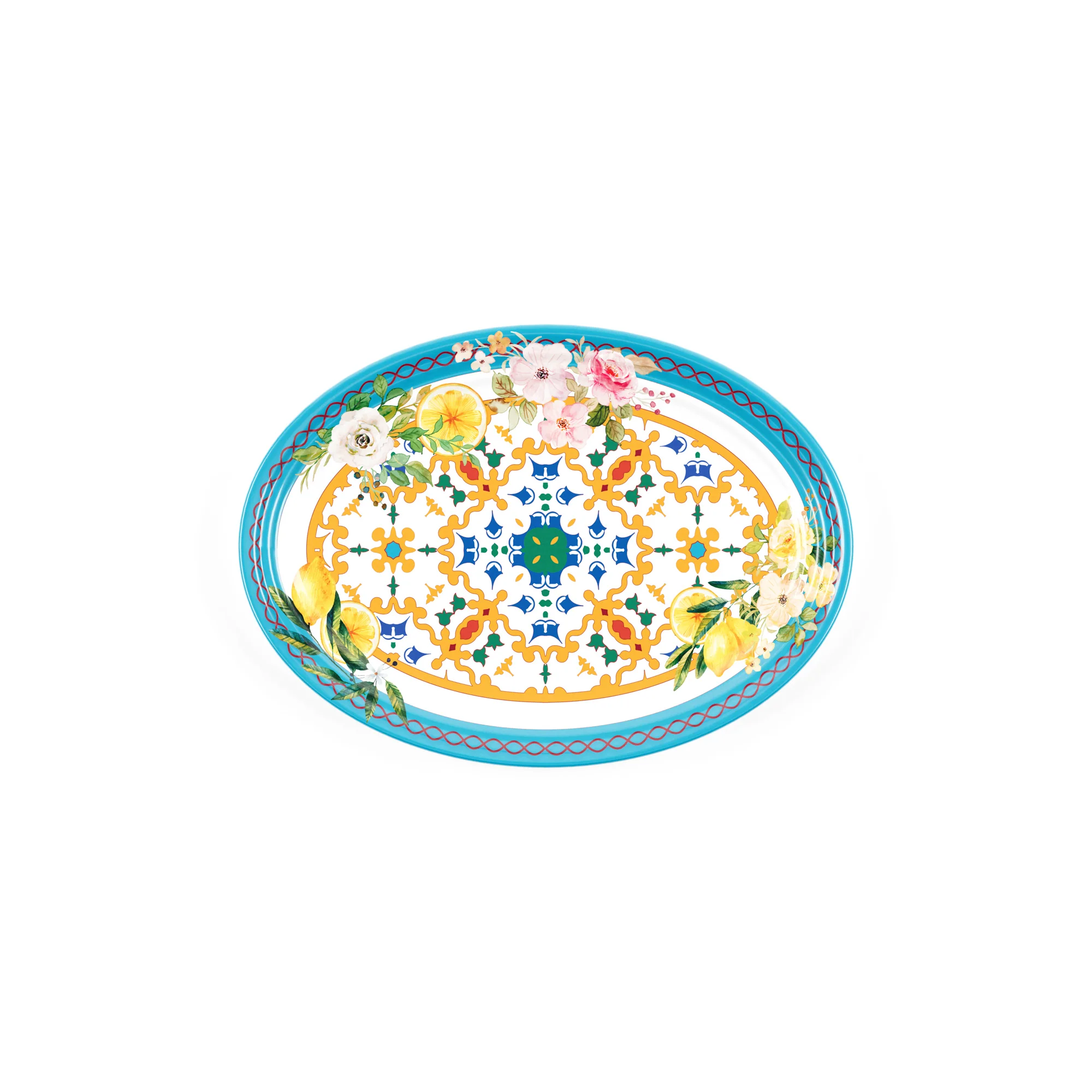 SMALL OVAL TRAY ''FLOWER&LEMON'' - Image 4