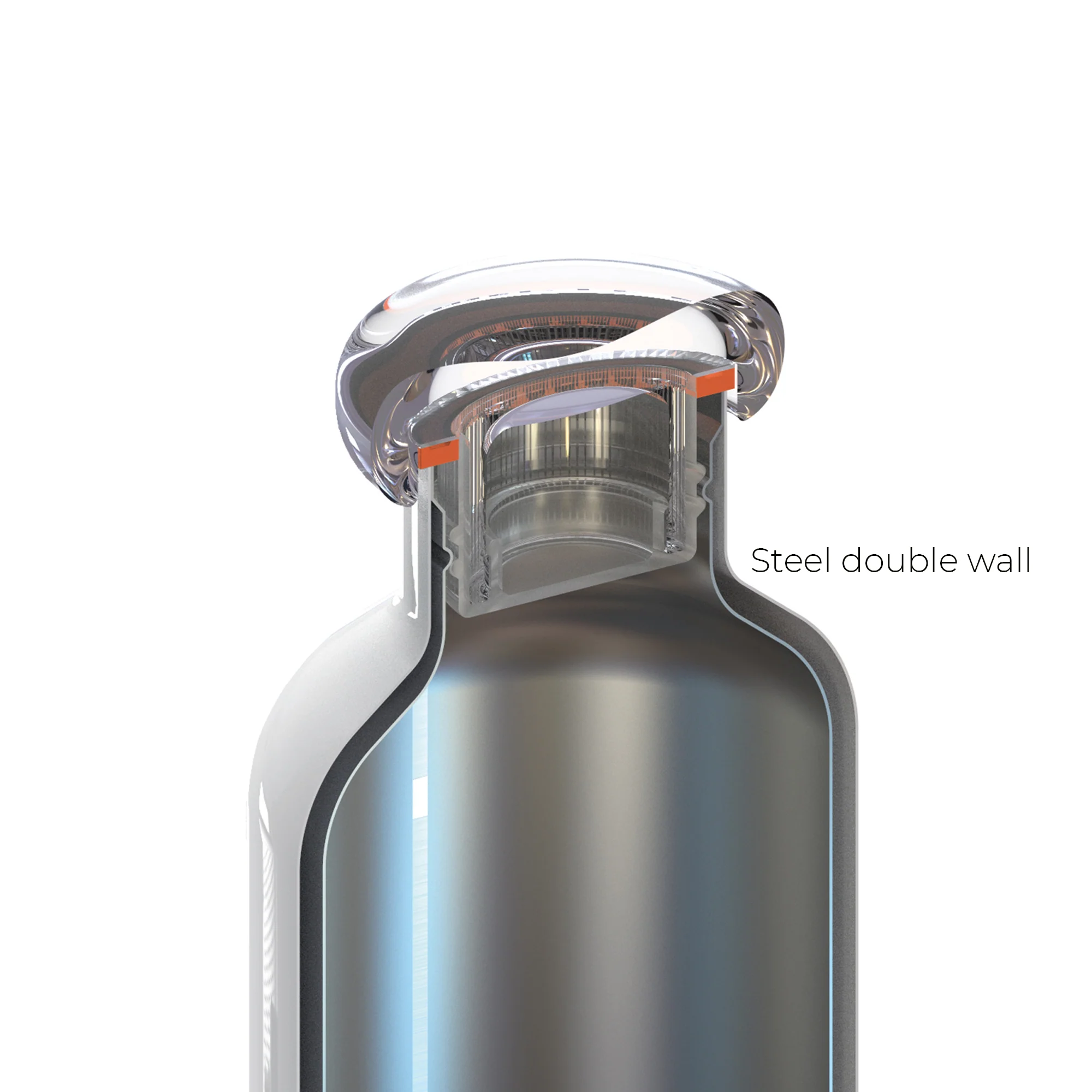 THERMAL TRAVEL BOTTLE 'STEEL' "ON THE GO" - Image 5